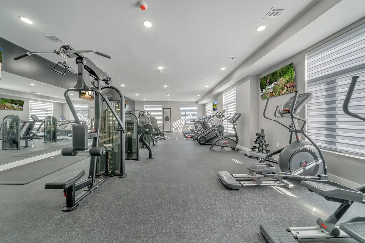 Fitness room with weight and cardio equipment